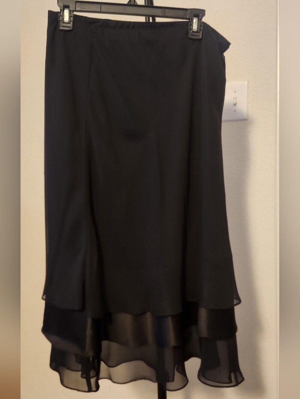Alex Evenings Black Layered Chiffon High-Low Skirt